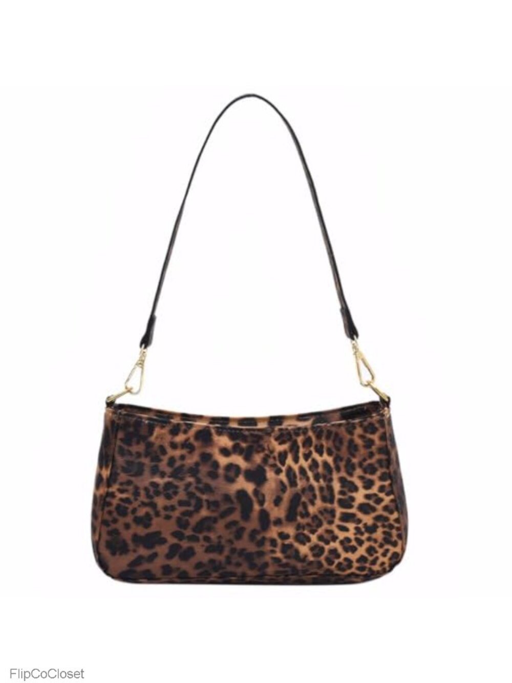 Small Faux Leather Leopard Print Shoulder Bag Detachable Strap Clutch Tote